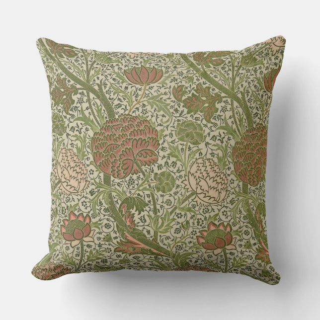 William Morris Cray Sage Bloem Bloemstuk Botanisch Kussen (Voorkant)