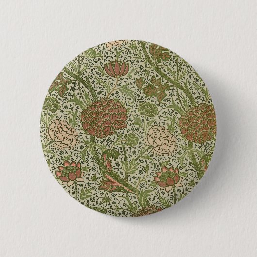 William Morris Cray Sage Bloem Bloemstuk Botanisch Ronde Button 5,7 Cm (Voorkant)