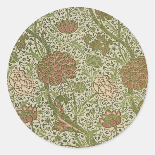 William Morris Cray Sage Bloem Bloemstuk Botanisch Ronde Sticker (Voorkant)