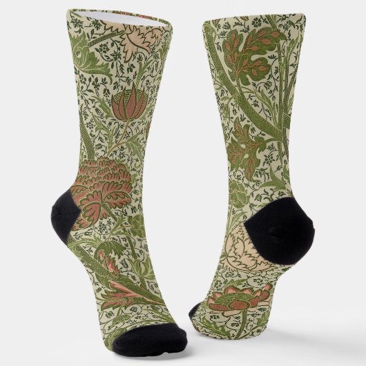 William Morris Cray Sage Bloem Bloemstuk Botanisch Sokken (Gebogen)