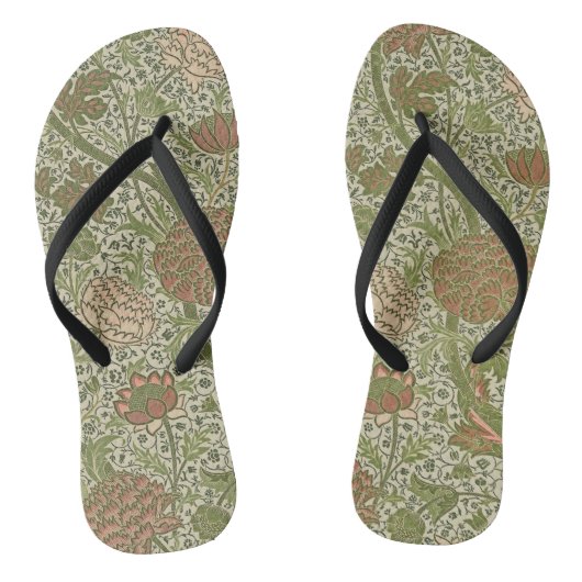 William Morris Cray Sage Bloem Bloemstuk Botanisch Teenslippers (Voetbed)