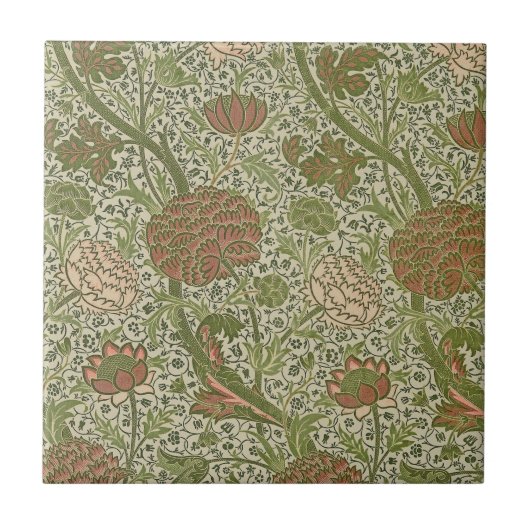 William Morris Cray Sage Bloem Bloemstuk Botanisch Tegeltje (Voorkant)