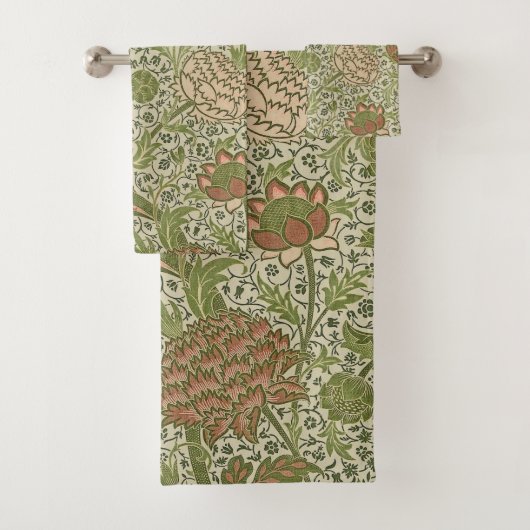 William Morris Cray Sage Bloemen Plantaardige Bad Handdoek (Insitu)