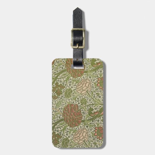 William Morris Cray Sage Bloemen Plantaardige Bagagelabel (Voorkant verticaal)
