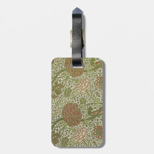 William Morris Cray Sage Bloemen Plantaardige Bagagelabel (Achterkant verticaal)