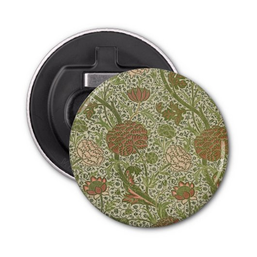 William Morris Cray Sage Bloemen Plantaardige Button Flesopener (Voorkant)