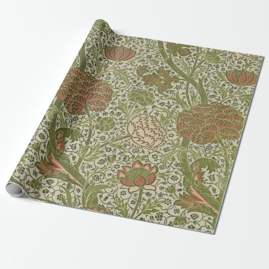 William Morris Cray Sage Bloemen Plantaardige Cadeaupapier (Uitgerold)