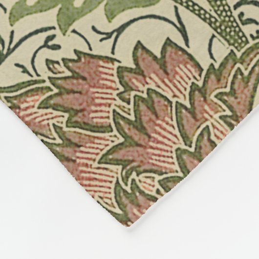 William Morris Cray Sage Bloemen Plantaardige Fleece Deken (Hoek)