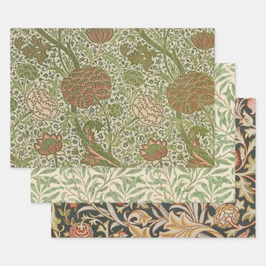 William Morris Cray Sage Bloemen Plantaardige Inpakpapier Vel (Set)