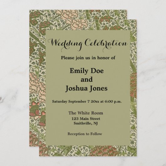 William Morris Cray Sage Bloemen Plantaardige Kaart (Voorkant / Achterkant)