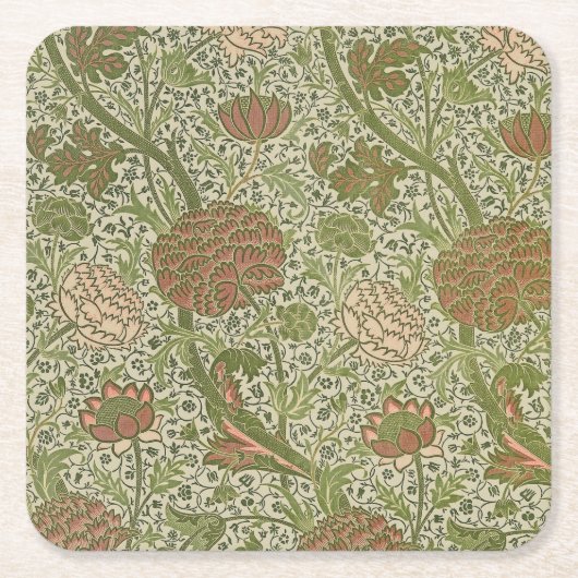 William Morris Cray Sage Bloemen Plantaardige Kartonnen Onderzetters (Voorkant)