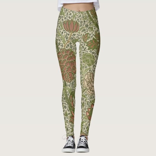 William Morris Cray Sage Bloemen Plantaardige Leggings (Voorkant)