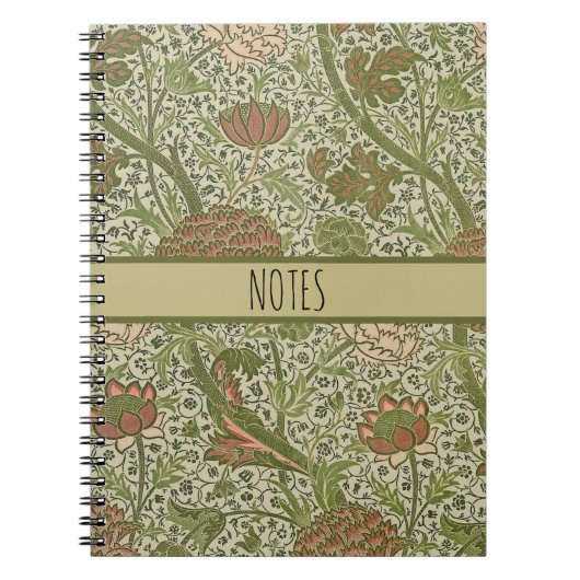 William Morris Cray Sage Bloemen Plantaardige Notitieboek (Voorkant)