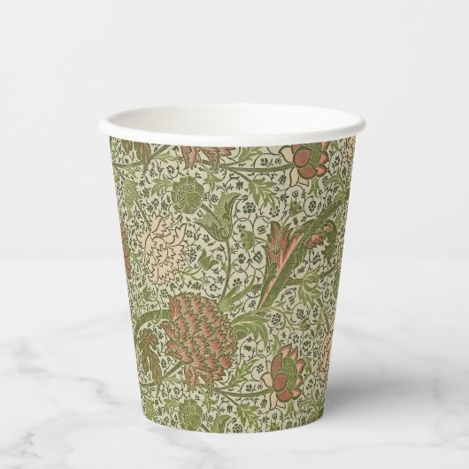 William Morris Cray Sage Bloemen Plantaardige Papieren Bekers (Voorkant)