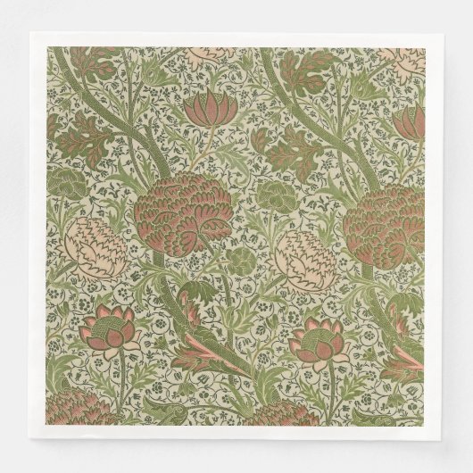William Morris Cray Sage Bloemen Plantaardige Servet (Voorkant)