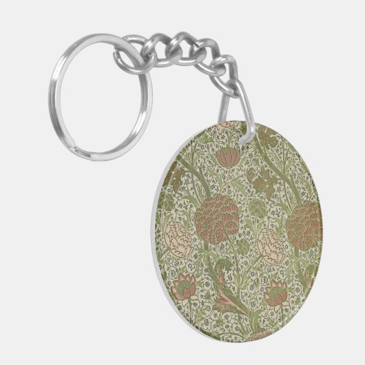 William Morris Cray Sage Bloemen Plantaardige Sleutelhanger (Voorkant Links)