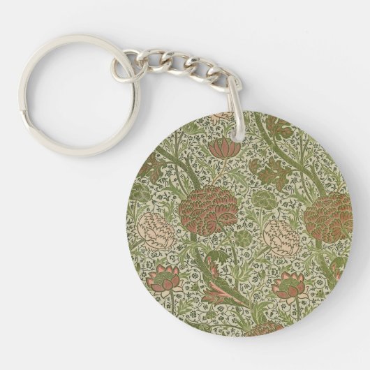 William Morris Cray Sage Bloemen Plantaardige Sleutelhanger (Voorkant)