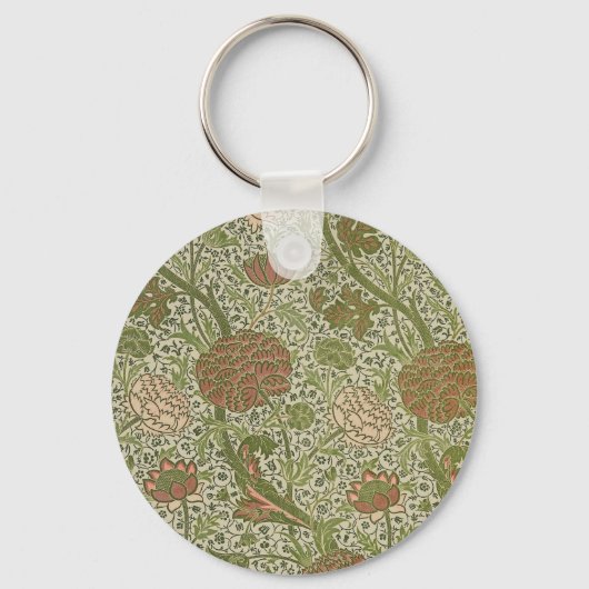 William Morris Cray Sage Bloemen Plantaardige Sleutelhanger (Voorkant)