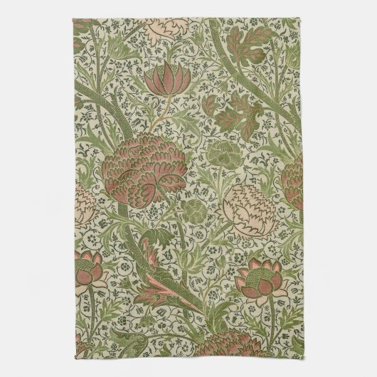 William Morris Cray Sage Bloemen Plantaardige Theedoek (Verticaal)