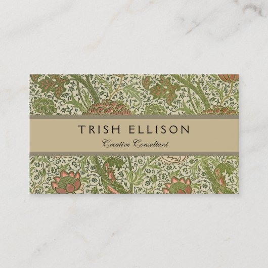 William Morris Cray Sage Bloemen Plantaardige Visitekaartje (Voorkant)
