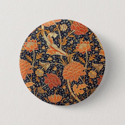 William Morris Cray Wallpaper Flower Pattern Ronde Button 5,7 Cm (Voorkant)