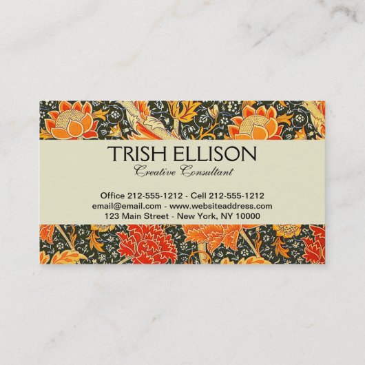 William Morris Cray Wallpaper Patroon Visitekaartje (Achterkant)