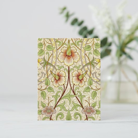 William Morris Daffodil Classic Bloem Behang Briefkaart (Staand voorkant)