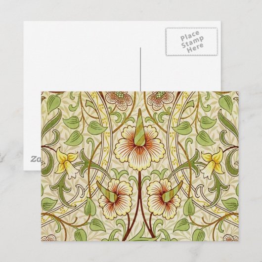 William Morris Daffodil Classic Bloem Behang Briefkaart (Voorkant / Achterkant)