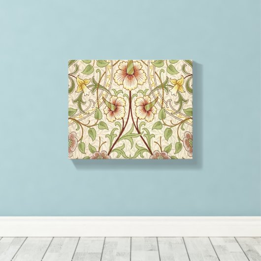 William Morris Daffodil Classic Bloem Behang Canvas Afdruk (Insitu (Houten vloer))