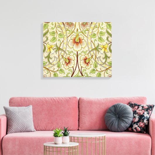 William Morris Daffodil Classic Bloem Behang Canvas Afdruk (Insitu (Woonkamer))