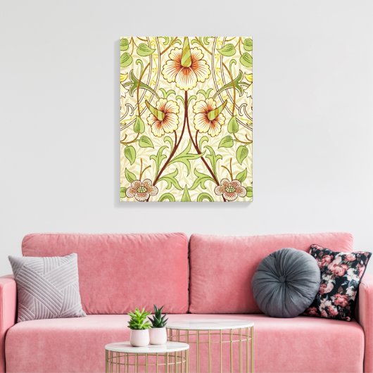 William Morris Daffodil Classic Bloem Behang Canvas Afdruk (Insitu (Woonkamer))