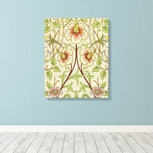 William Morris Daffodil Classic Bloem Behang Canvas Afdruk (Insitu (Houten vloer))