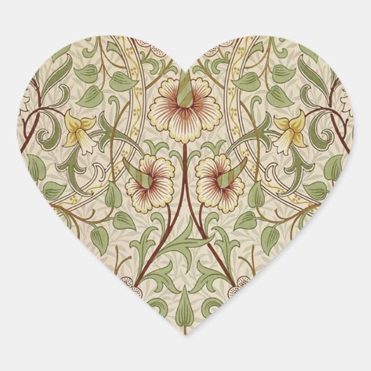 William Morris Daffodil Classic Bloem Behang Hart Sticker (Voorkant)
