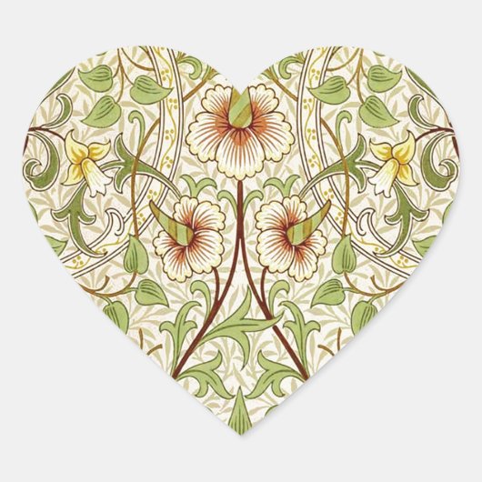 William Morris Daffodil Classic Bloem Behang Hart Sticker (Voorkant)