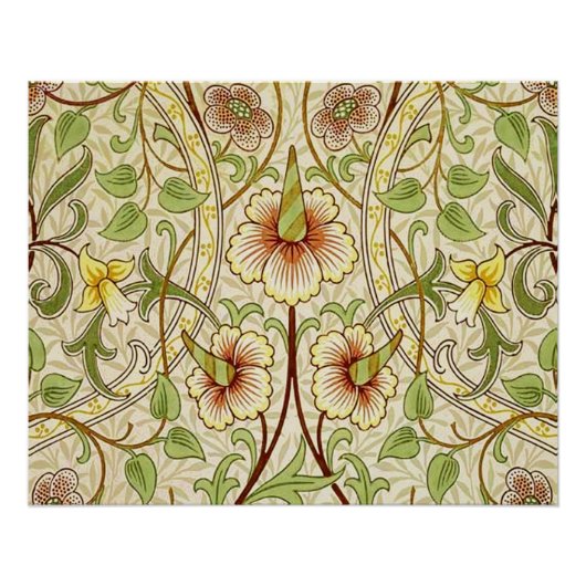 William Morris Daffodil Classic Bloem Behang Perfect Poster (Voorkant)
