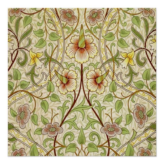 William Morris Daffodil Classic Bloem Behang Poster (Voorkant)
