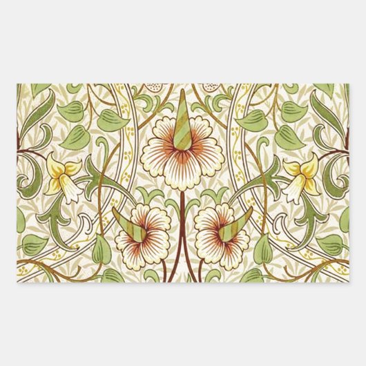 William Morris Daffodil Classic Bloem Behang Rechthoekige Sticker (Voorkant)