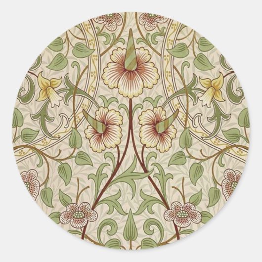 William Morris Daffodil Classic Bloem Behang Ronde Sticker (Voorkant)