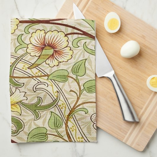 William Morris Daffodil Classic Bloem Behang Theedoek (Quarter Fold)