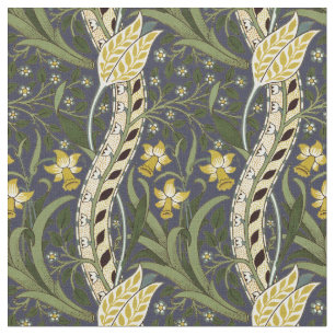 William Morris Daffodil Donkerblauw Patroon Stof