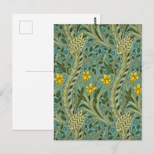 William Morris Daffodil Floral Pattern Classic Briefkaart (Voorkant / Achterkant)