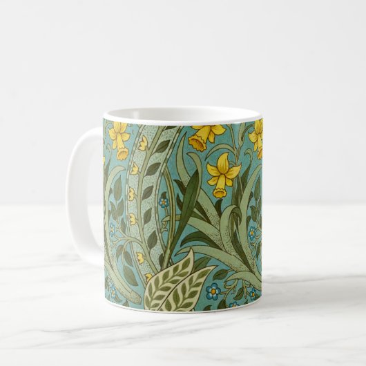 William Morris Daffodil Floral Pattern Classic Koffiemok (Voorkant links)