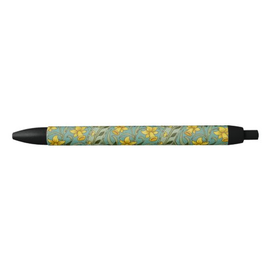 William Morris Daffodil Floral Pattern Classic Zwarte Inkt Pen (Voorkant)