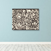 William Morris Daffodil Floral Wallpaper Canvas Afdruk (Insitu (Houten vloer))