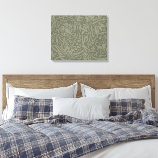 William Morris Daffodil Floral Wallpaper Canvas Afdruk (Insitu (Slaapkamer))