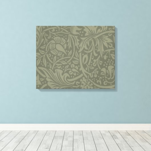 William Morris Daffodil Floral Wallpaper Canvas Afdruk (Insitu (Houten vloer))