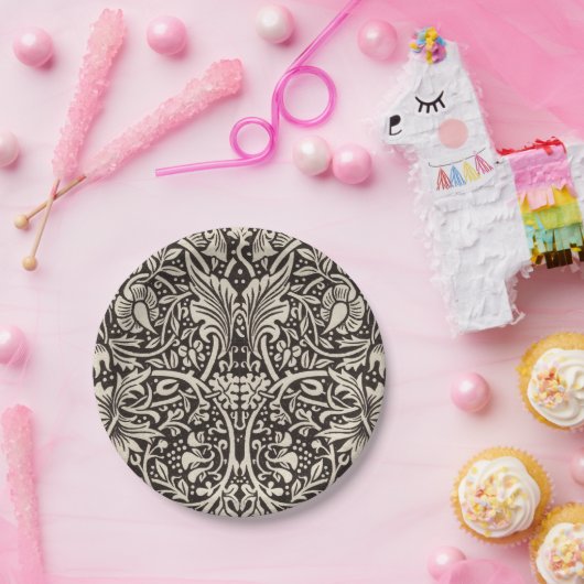 William Morris Daffodil Floral Wallpaper Papieren Bordje (Feest)