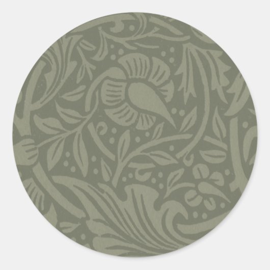 William Morris Daffodil Floral Wallpaper Ronde Sticker (Voorkant)