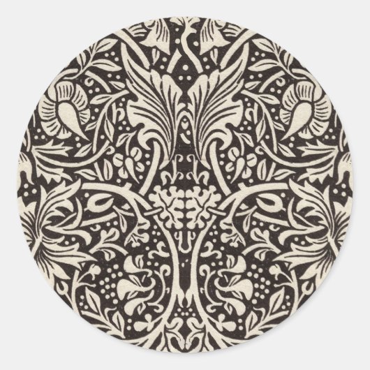 William Morris Daffodil Floral Wallpaper Ronde Sticker (Voorkant)