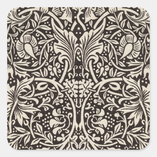 William Morris Daffodil Floral Wallpaper Vierkante Sticker (Voorkant)